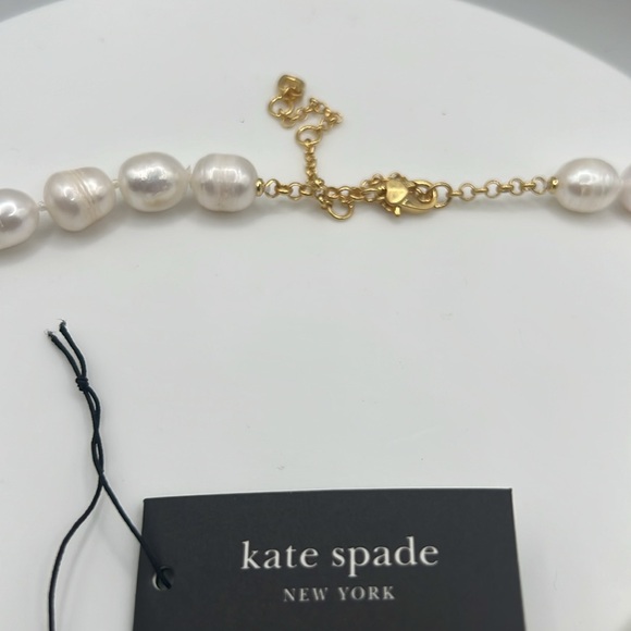290. Kate Spade Pearl Necklace with Gold Bow - Picture 2 of 3